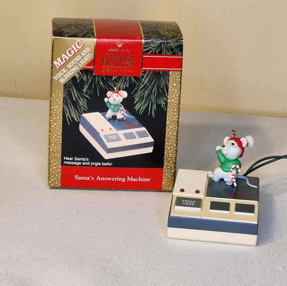 Hallmark Keepsake Christmas Ornament Santa's Answering Machine Voice Sound Light - Picture 1 of 11